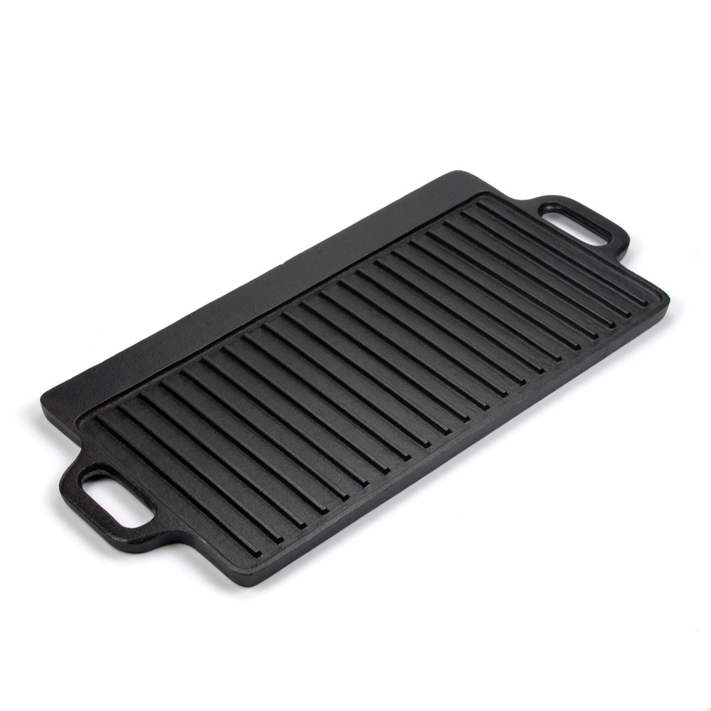 Cast Iron Reversible Griddle Pre-Seasoned Dual-Sided Double Burner Pan