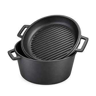 Cast Iron Double Dutch Oven With Skillet Lid