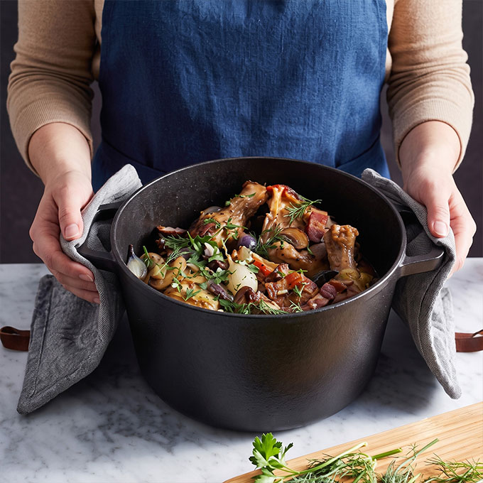 Custom Cast Iron Double Dutch Oven 2-in-1 Pre-Seasoned Cookware
