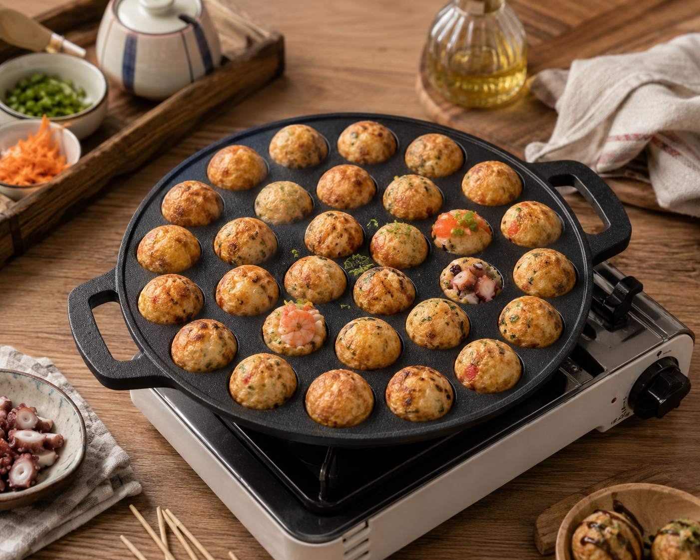 30-Hole Cast Iron Takoyaki Pan