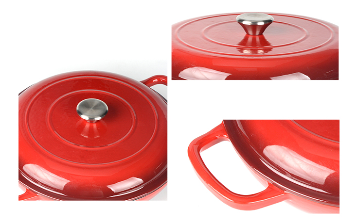 Enameled Cast Iron Braiser Pan Shallow Dutch Oven