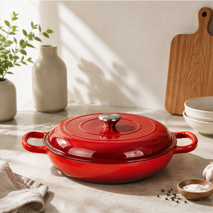 3 Quart Enameled Cast Iron Braiser