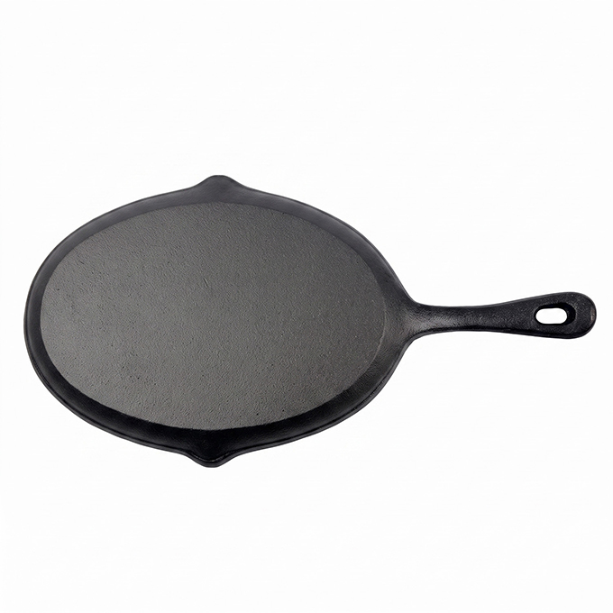 Oval Mexican-style pre-seasoned 25cm cast iron French tortilla pan
