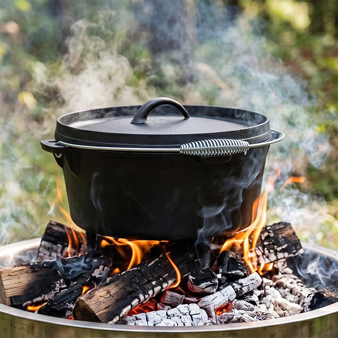 Cast Iron Camping Dutch Oven with Lid Lifter and Storage Bag