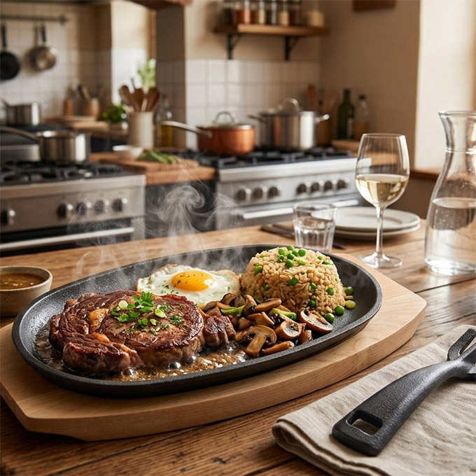 Pre-Seasoned Cast Iron Sizzling Plate
