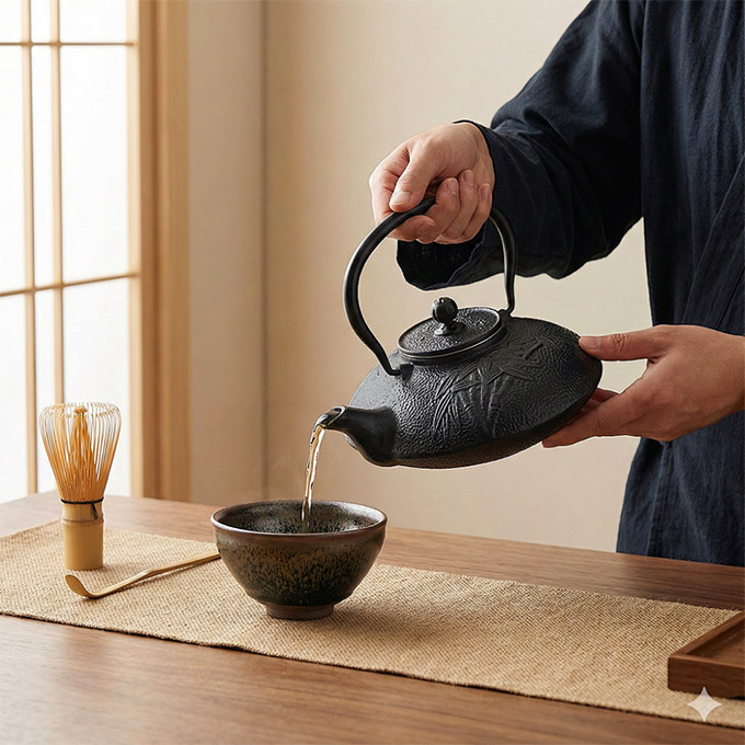ZY0.8L Cast Iron Teapot With Bamboo Pattern