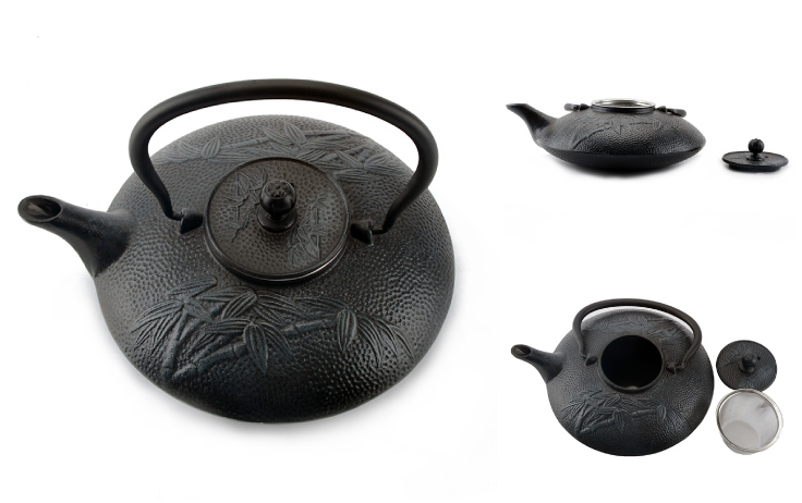 ZY0.8L Cast Iron Teapot With Bamboo Pattern