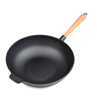 Single Handle 31cm Pre-seasoned Cast Iron Wok
