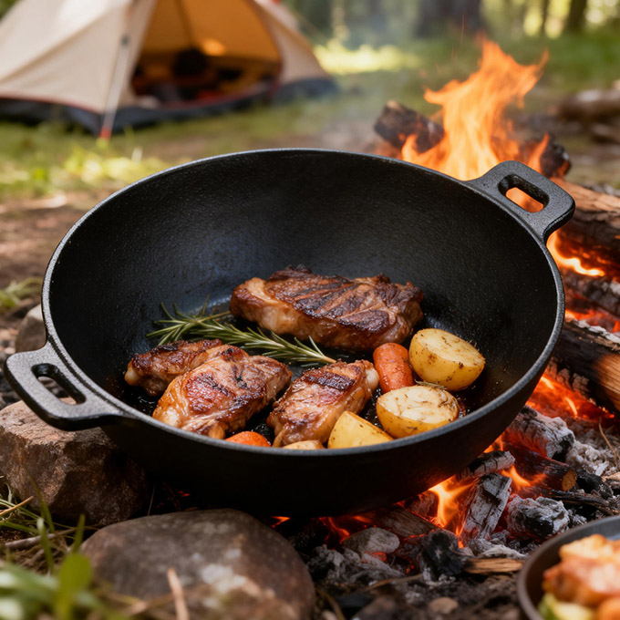 Cast Iron 31cm Wok With Lid