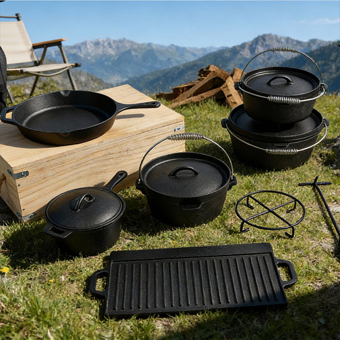 Camping Cast Iron Cookware Set