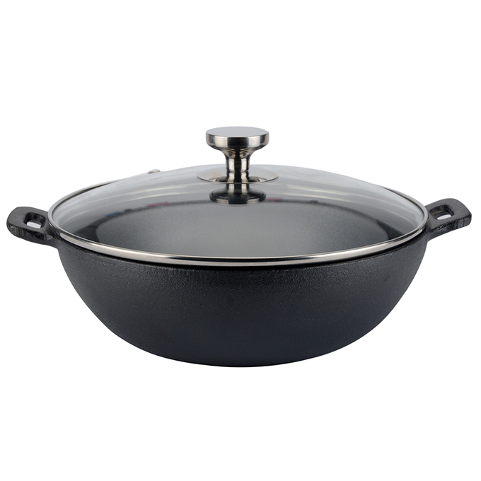 Cast Iron 31cm Wok With Lid