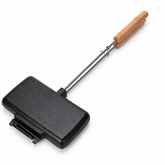 Rectangular Cast Iron Pie Iron with Internal Ridges