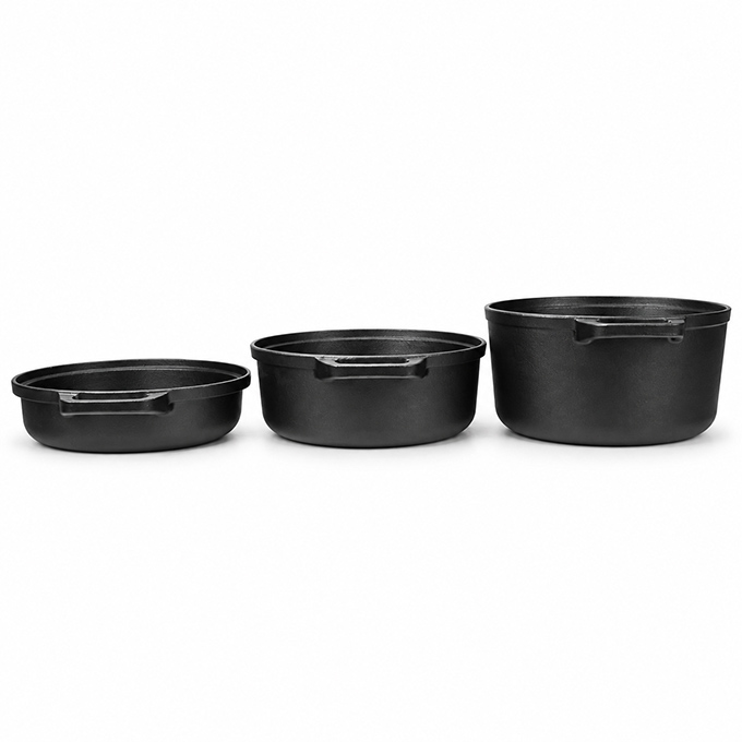 3-Piece Stackable Cast Iron Cookware Set with Lid