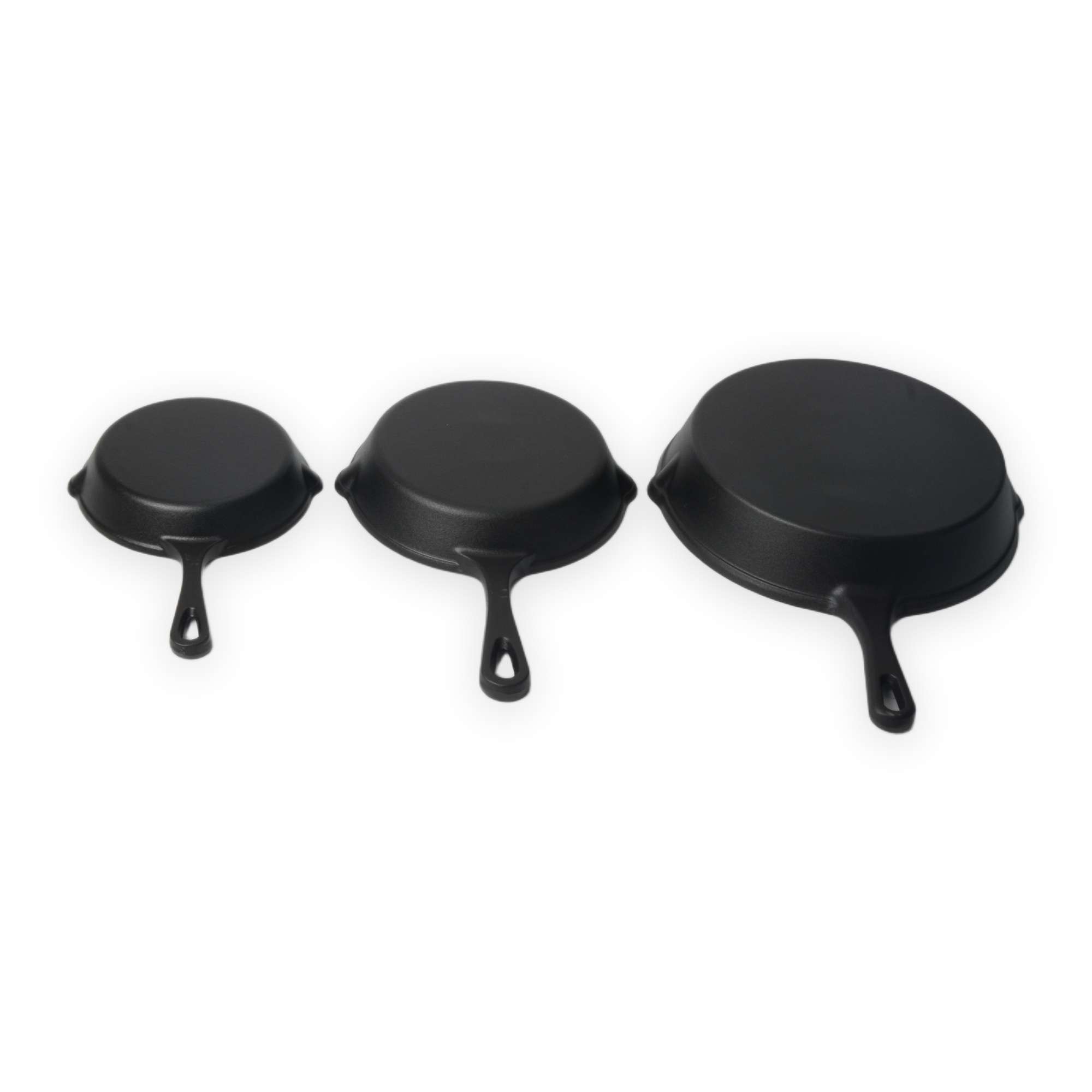 Matt Black Enamelled 3-Pc Cast Iron Skillet Set