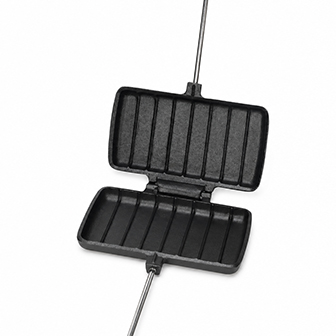 Rectangular Cast Iron Pie Iron with Internal Ridges