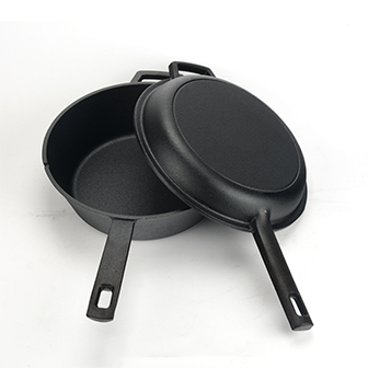 Single-Handle 2-in-1 Double Cast Iron Dutch Oven