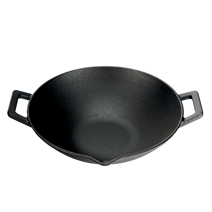 Cast Iron Wok with Pouring Spouts