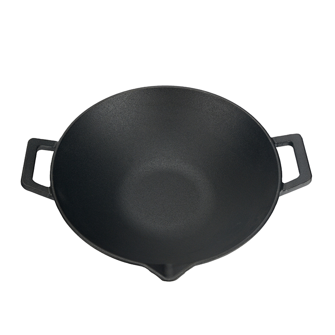 Cast Iron Wok with Pouring Spouts