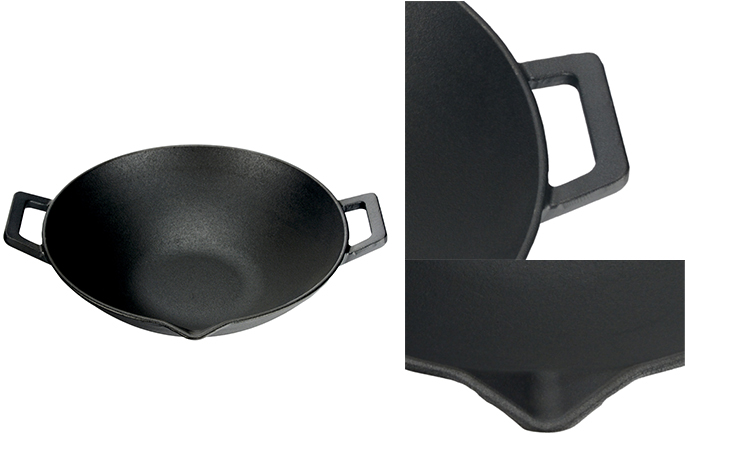 Cast Iron Wok with Pouring Spouts