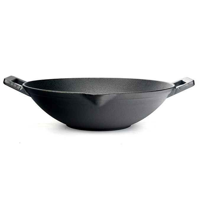 Cast Iron Wok with Pouring Spouts