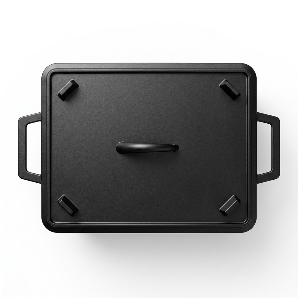 Square cast iron bread pan with legs