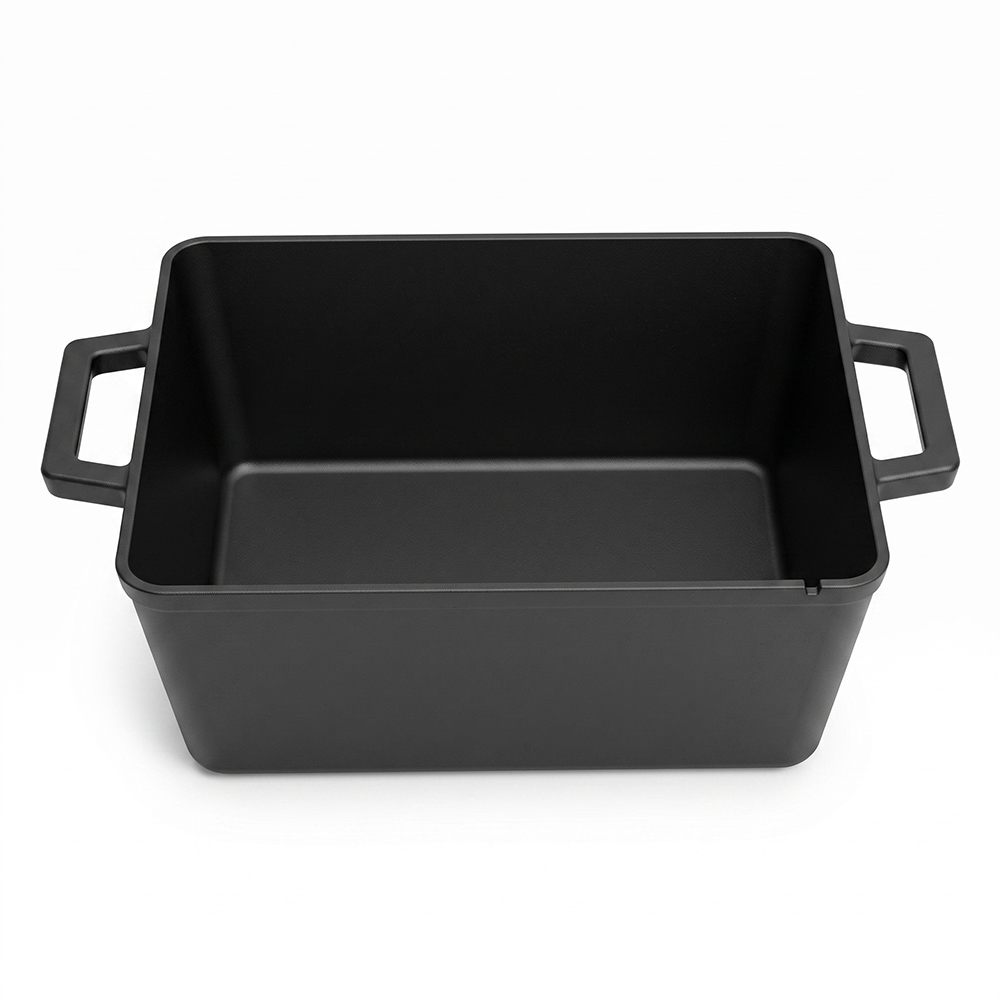 Square cast iron bread pan with legs