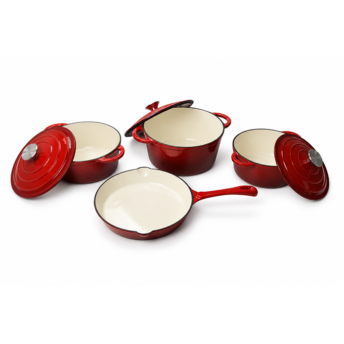 Enameled 4-Pc Cast Iron Cookware Set